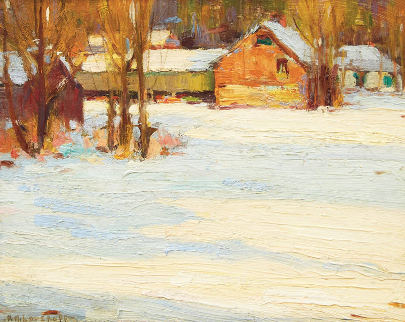 Frederick Nicholas Loveroff, Farm Scene in Winter, oil on board - view 1