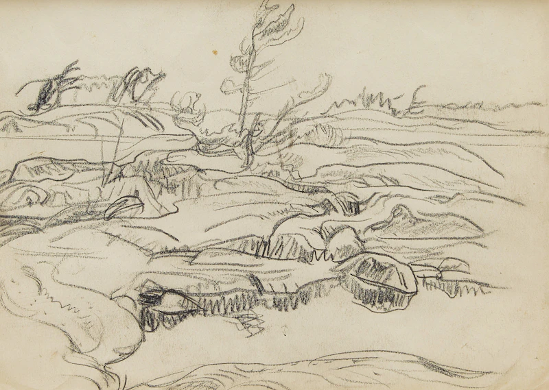 Alexander Young Jackson, Split Rock Island, Georgian Bay, double-sided graphite drawing - view 2