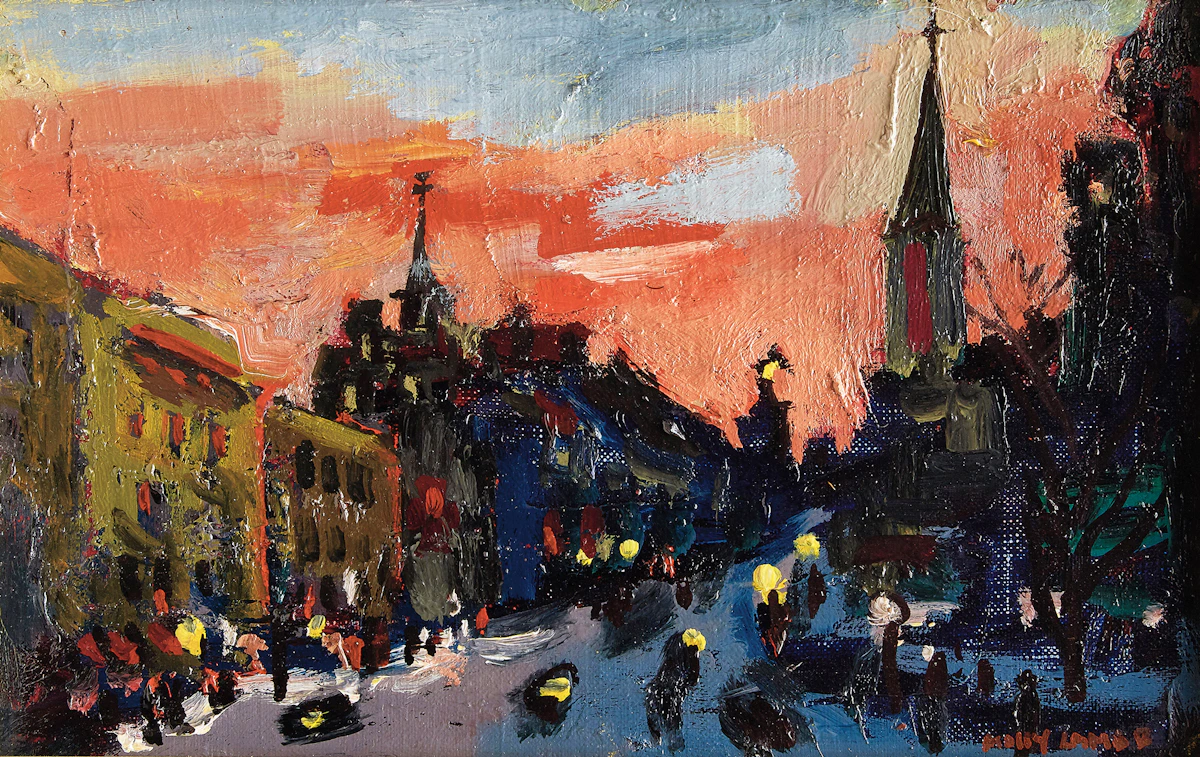Molly Lamb Bobak, Oslo, oil on canvas board, 1962