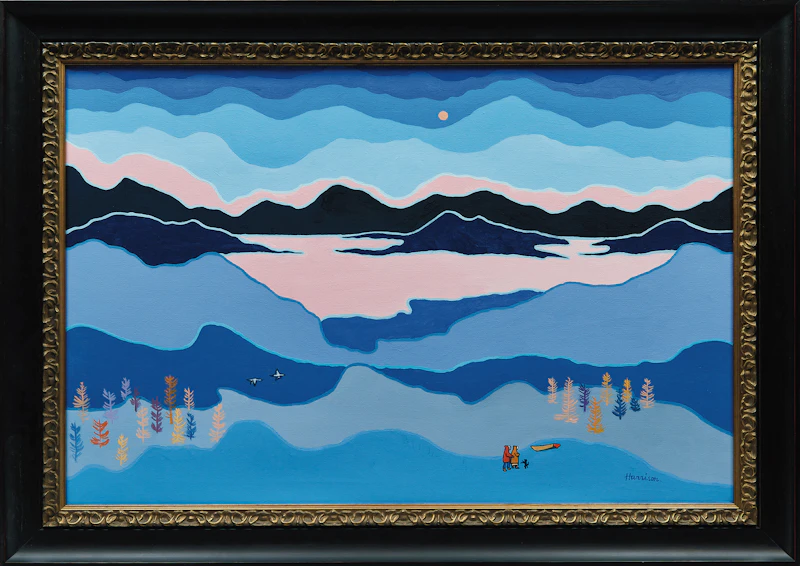 Ted Harrison, Blue Land, acrylic on canvas, 1984 - view 2