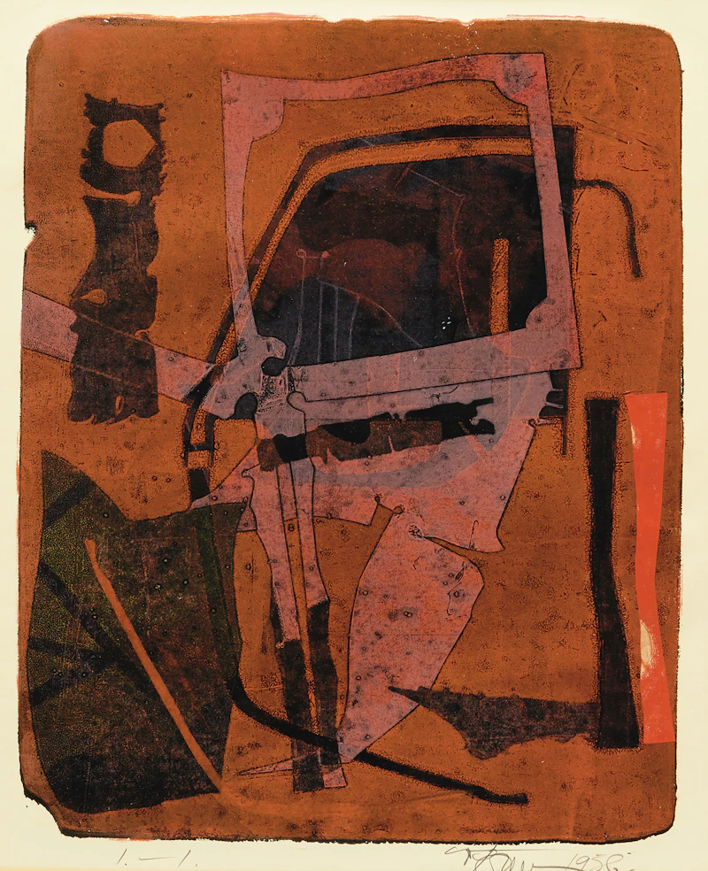 Harold Barling Town, Slipunder, single autographic print and collage, 1956 - view 2