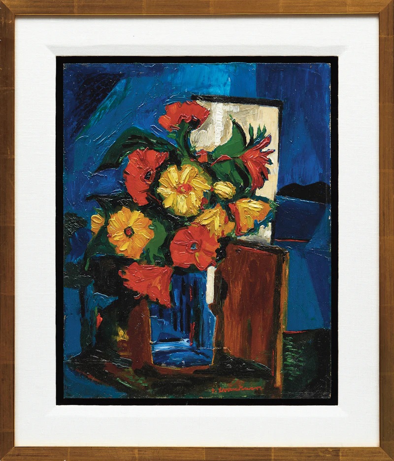 Fritz Brandtner, Composition with Flowers (1938), oil on board, 1938 - view 2
