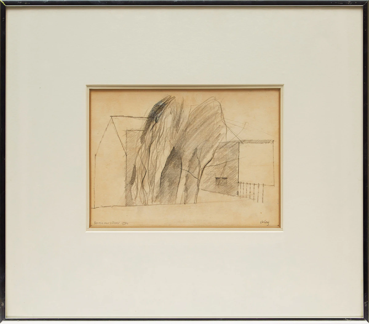 Toni Onley, Across our Street, graphite on paper, 1970