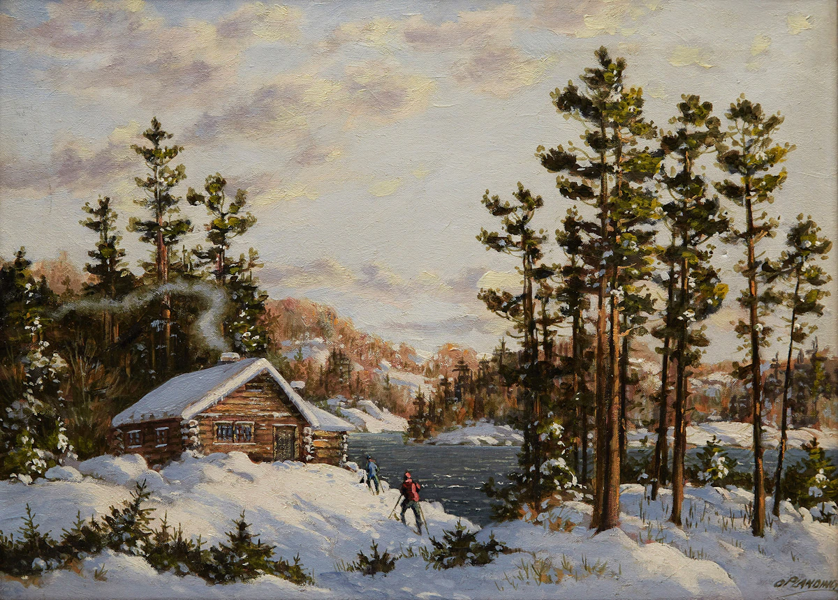 Otto Planding, Winter Landscape with Cabin, oil on canvas