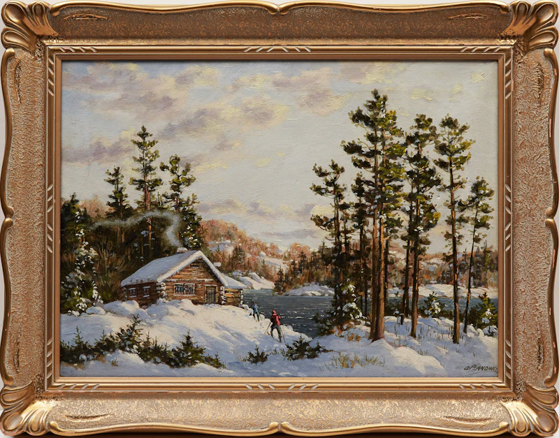 Otto Planding, Winter Landscape with Cabin, oil on canvas - view 2