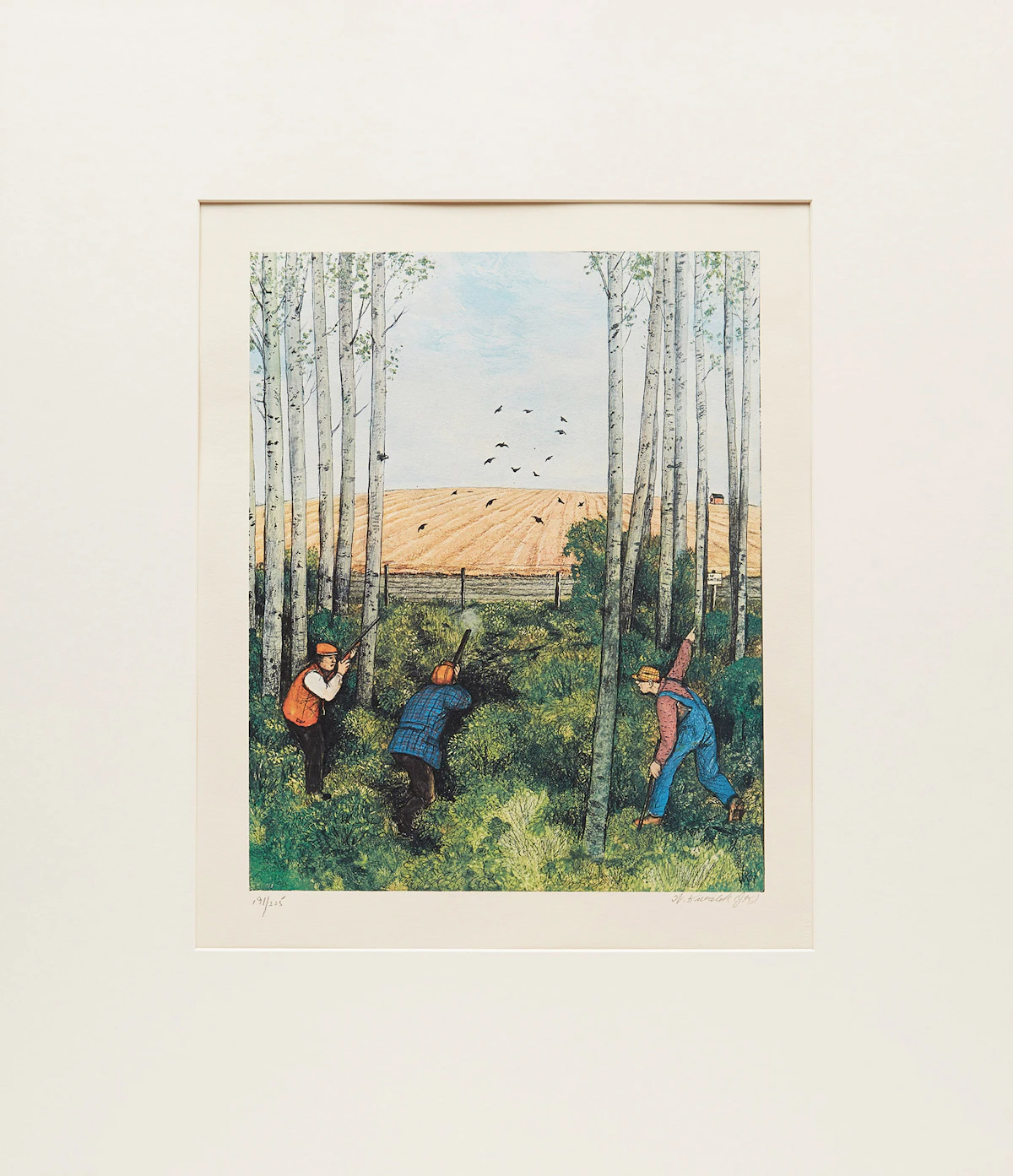 William Kurelek, Hunting, colour photolithograph