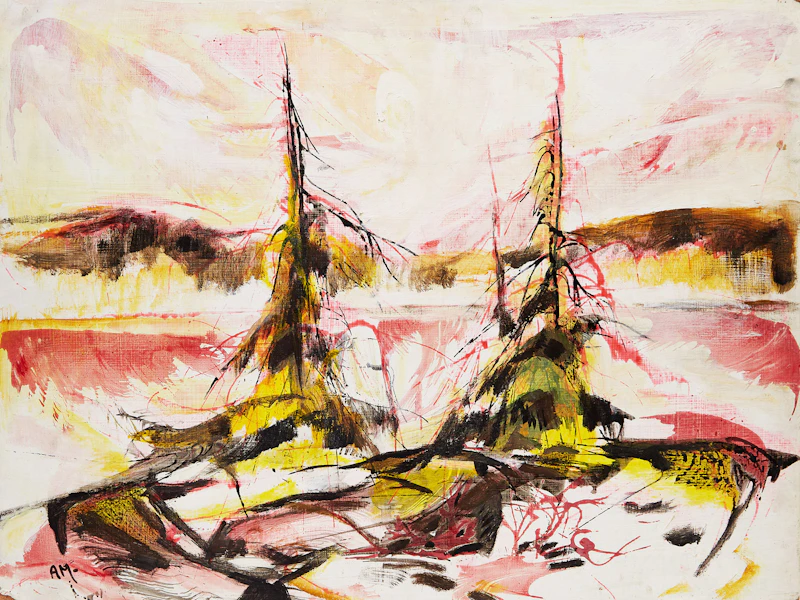 Alexander Samuel Millar, Landscape with Mushrooms; Landscape in Pinks and Yellows; Rocky Landscape , three oils on board - view 3