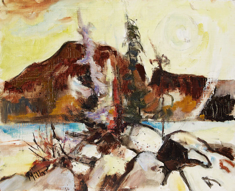Alexander Samuel Millar, Landscape with Mushrooms; Landscape in Pinks and Yellows; Rocky Landscape , three oils on board - view 5