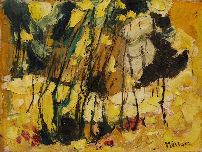 Alexander Samuel Millar, Cedar Forms; Landscape; Abstract Landscape in Yellow, three oils on board - view 5