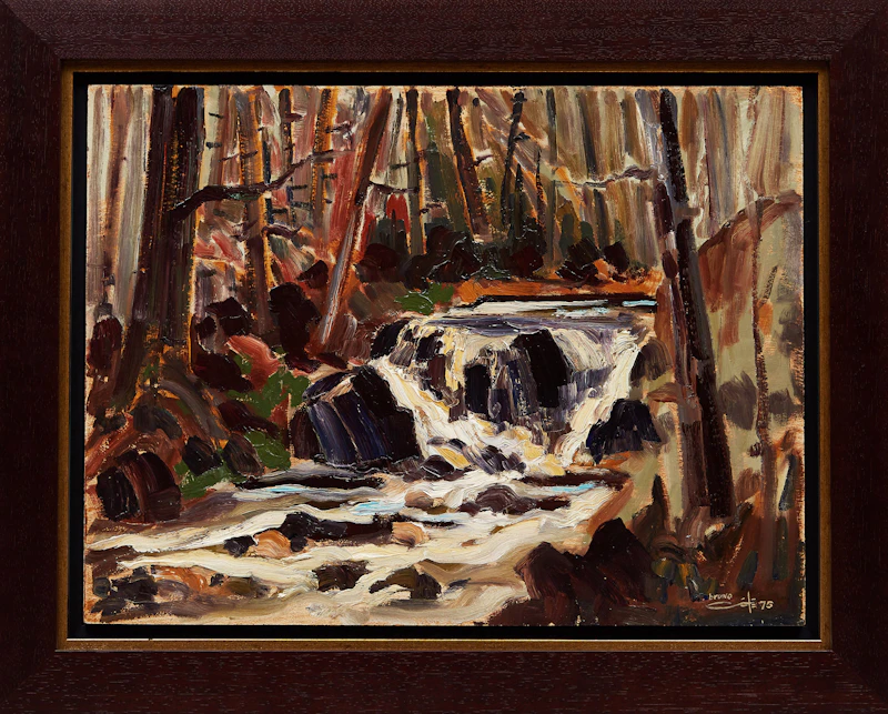 Bruno Côté, Rushing Stream in Forest, oil on masonite - view 2