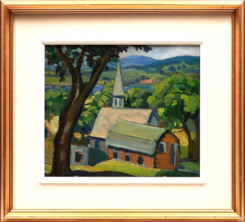 Canadian School, signed “K.M. Morris”, Country Church, oil on board - view 2