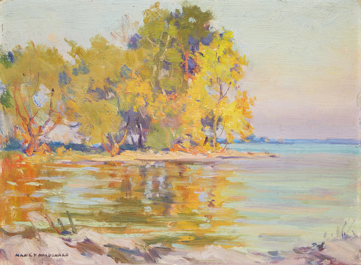 Manly Edward MacDonald, Shoreline Landscape, oil on board