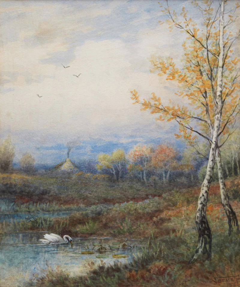 Landscape with Swans by Frederick Arthur Verner