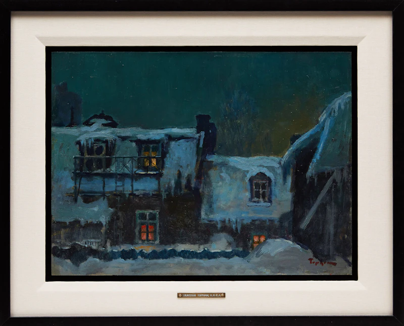 William Thurston Topham, Rooftops Back of University Street, oil on metal - view 2