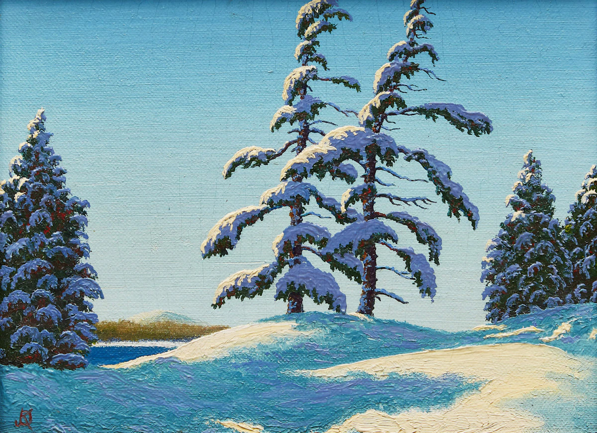 Jens Kai Dinesen, Winter Shadows, oil on canvas board, 1936