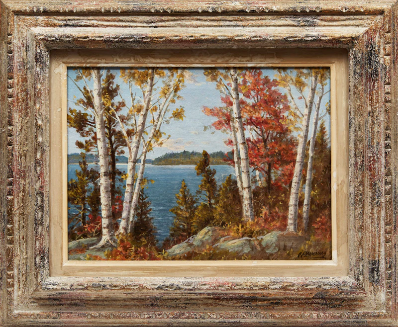 Otto Planding, Bold Muskoka; Birch Trees, Lake Muskoka; Lake of Bays, Muskoka, three oil paintings - view 2