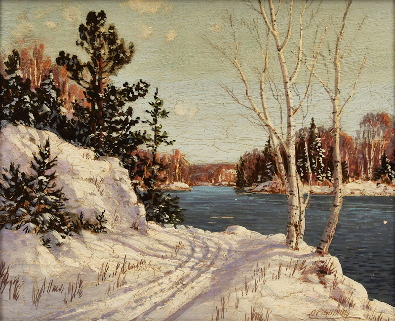 Otto Planding, Bold Muskoka; Birch Trees, Lake Muskoka; Lake of Bays, Muskoka, three oil paintings - view 4