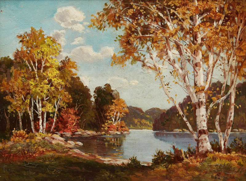 Otto Planding, Bold Muskoka; Birch Trees, Lake Muskoka; Lake of Bays, Muskoka, three oil paintings - view 7
