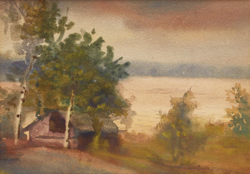 Owen Staples, Cabin Within The Trees; River Scene