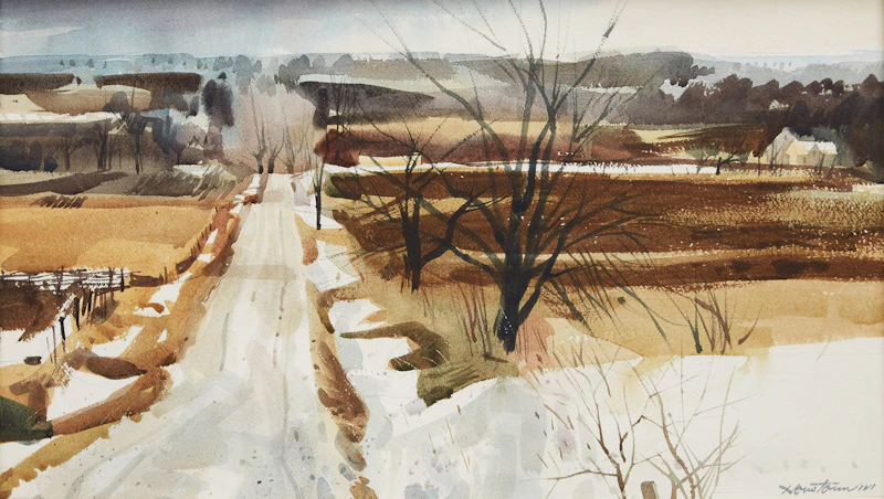 Donald Mackay Houstoun, Snow Patches, Country Road, Elora