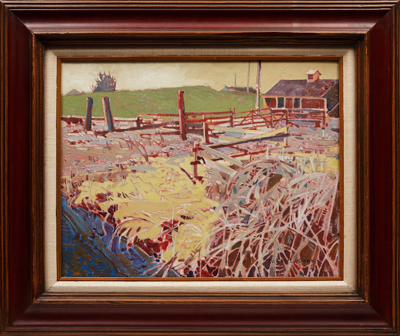 Robert Genn, Edge: Buckner’s Farm, Delta, B.C., oil on canvas, 1974 - view 2
