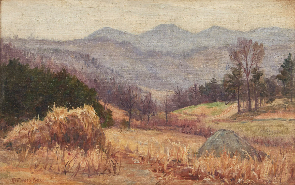 Gertrude Cutts, Landscape, oil on masonite