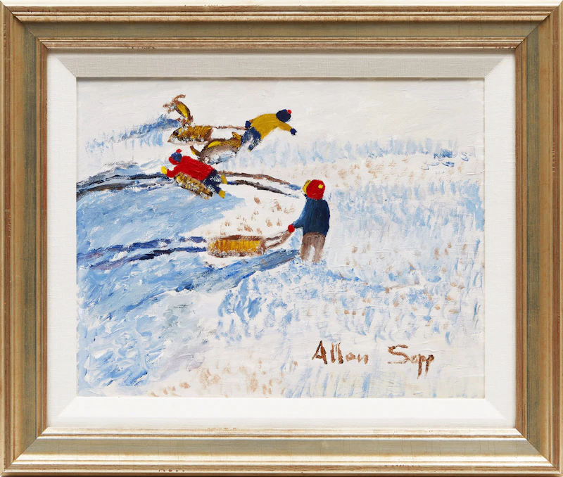 Allen Sapp, Untitled (Playing in the Snow), oil on canvas - view 2