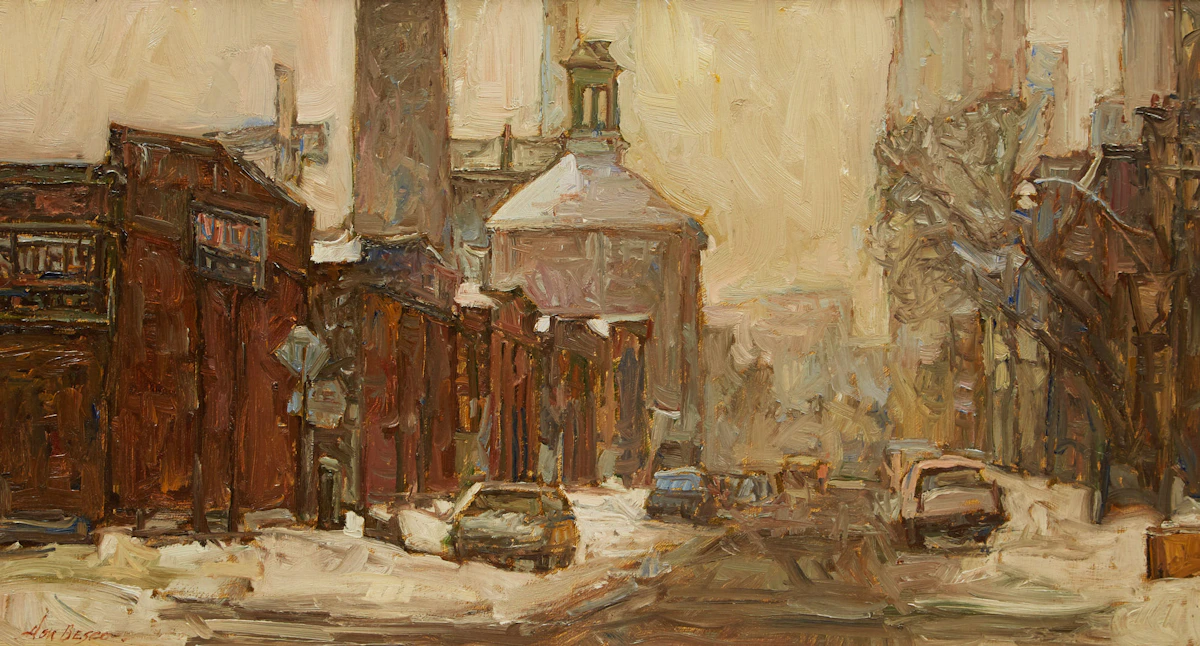 Donald Besco, Gooderham & Worts, Snow, oil on board
