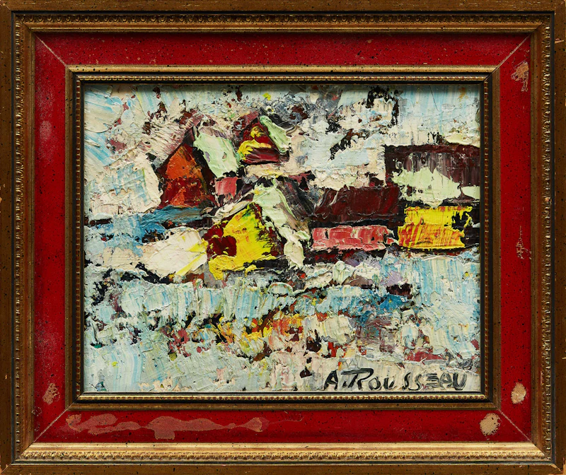 Albert Rousseau, Winter Village, oil on board - view 2