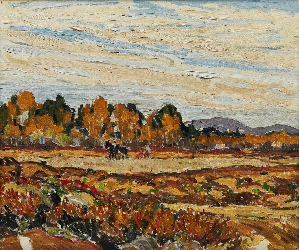 Randolph Stanley Hewton, Autumn Ploughing Landscape, oil on canvas