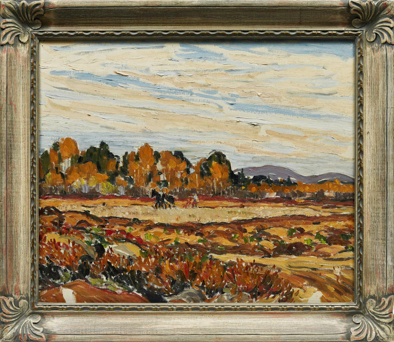 Randolph Stanley Hewton, Autumn Ploughing Landscape, oil on canvas - view 2
