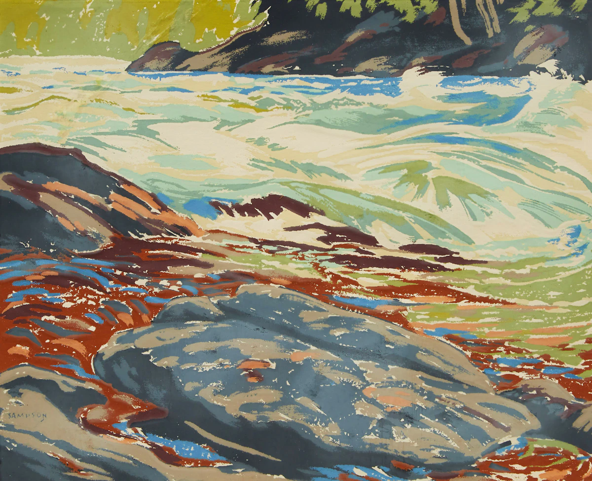 Joseph Ernest Sampson, Untitled (Rushing River), silkscreen