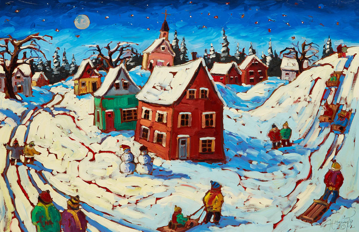 Rod Charlesworth, Winter (Full Moon), oil on masonite