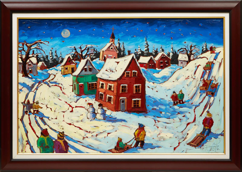 Rod Charlesworth, Winter (Full Moon), oil on masonite - view 3
