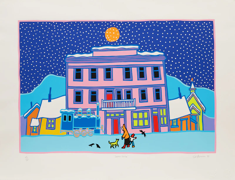 Ted Harrison, Carcross Winter, colour lithograph, 1989 - view 3