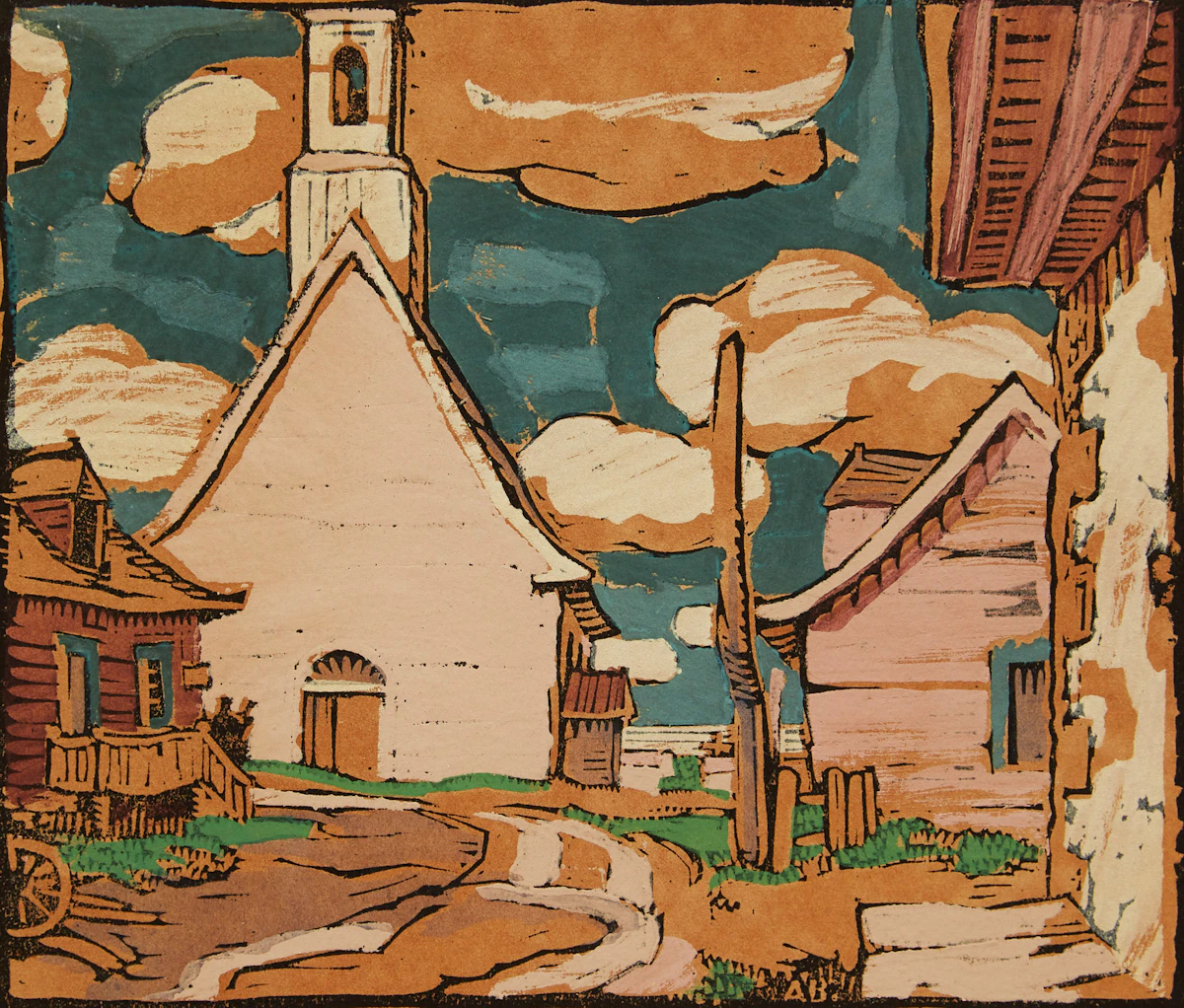 André Charles Biéler, St. Francois, Ile d’Orleans, colour woodblock