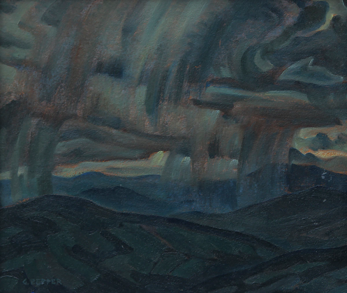 George Douglas Pepper, Storm on the Laurentians, oil on board