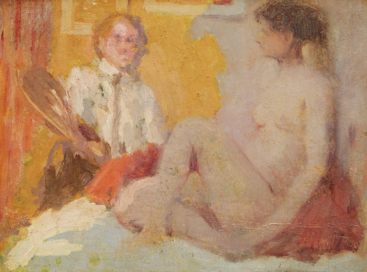 William Henry Clapp, The Artist and His Model, oil on board