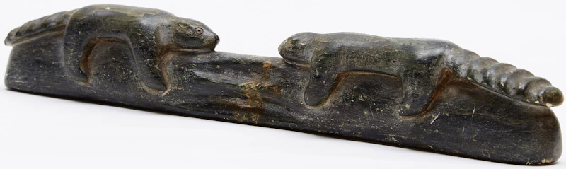 Nuveeya Ipellie, Beavers Facing Each Other On A Log, stone - view 2