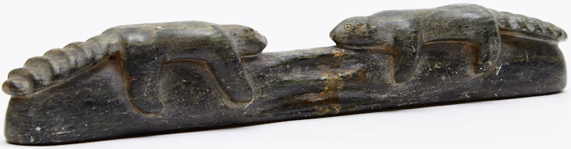Nuveeya Ipellie, Beavers Facing Each Other On A Log, stone - view 3