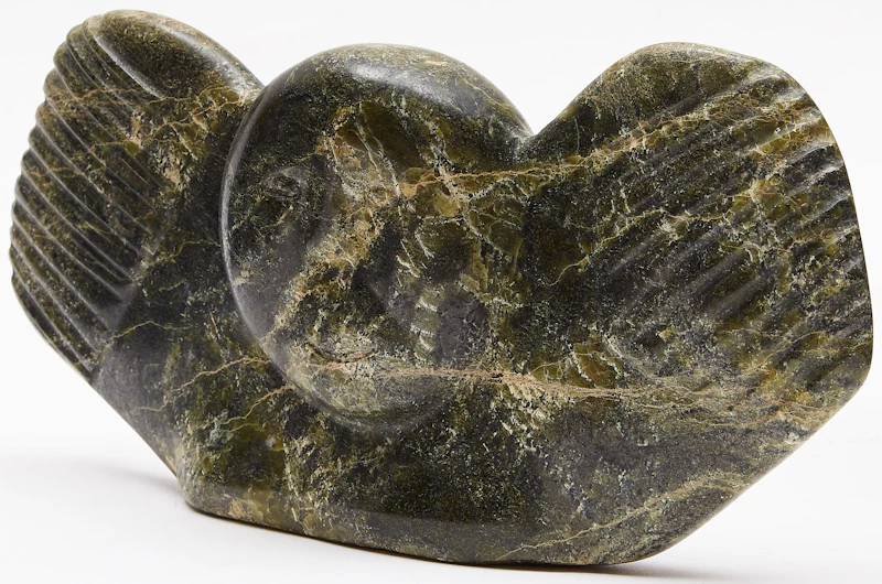 Unidentified Inuit Artist, Owl Transformation (Human Face with Wings), stone - view 2