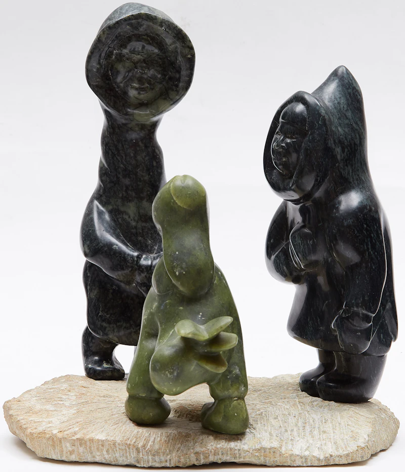 Tukiki Manomie, Three Figures, stone; wood - view 2