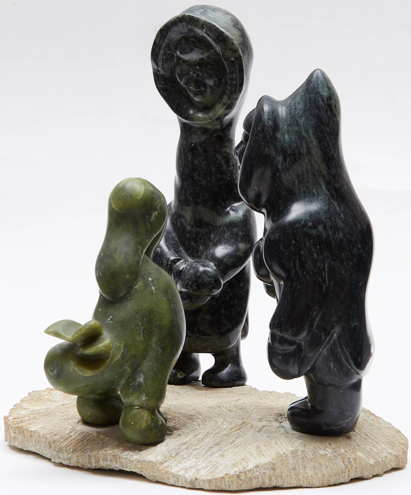 Tukiki Manomie, Three Figures, stone; wood - view 3