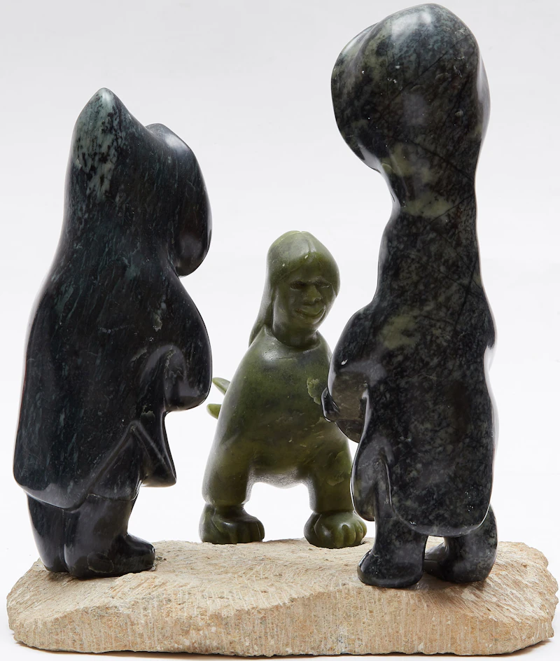 Tukiki Manomie, Three Figures, stone; wood - view 4