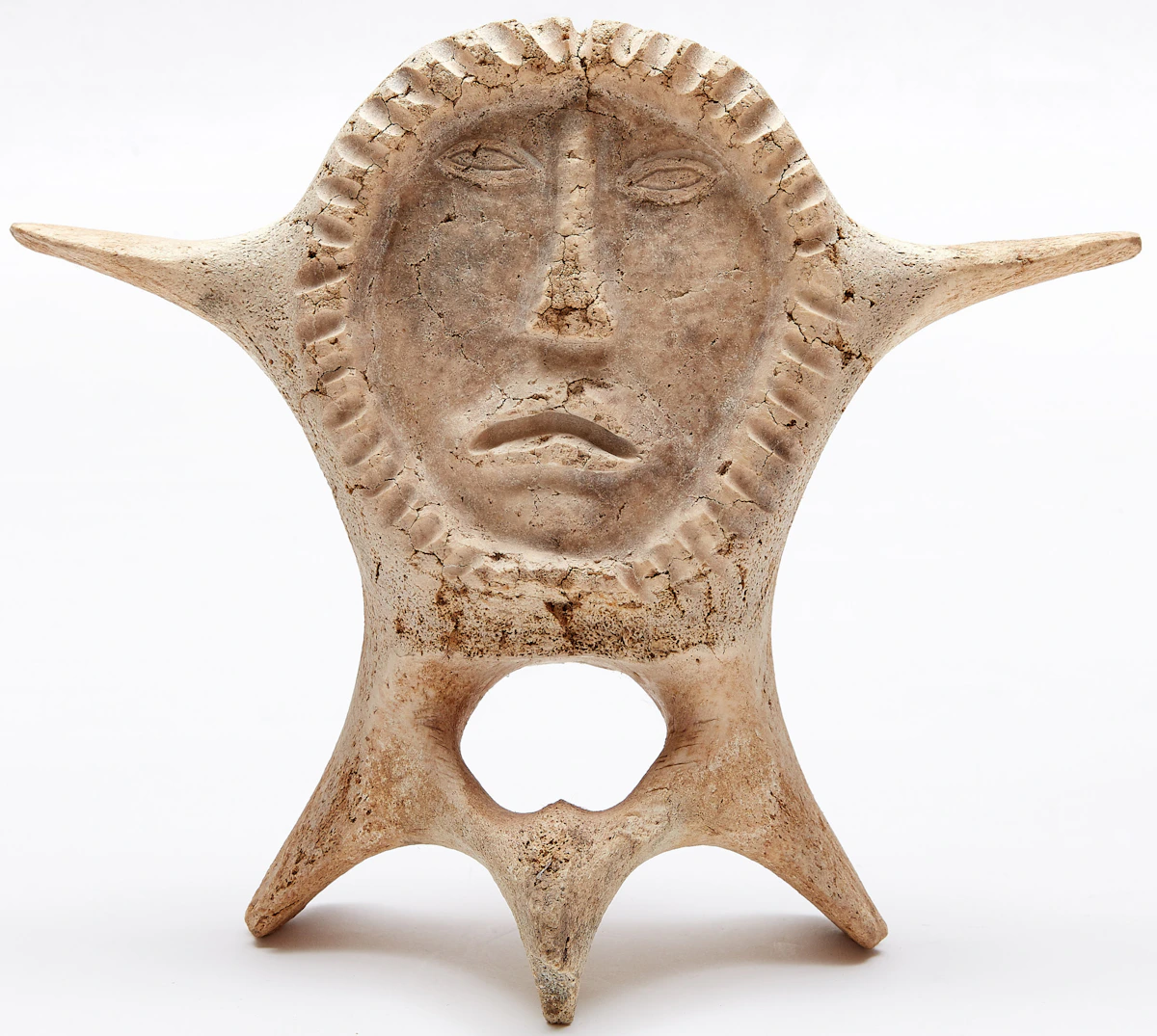 Unidentified Inuit Artist, Opposing Spirits, two-sided whale bone