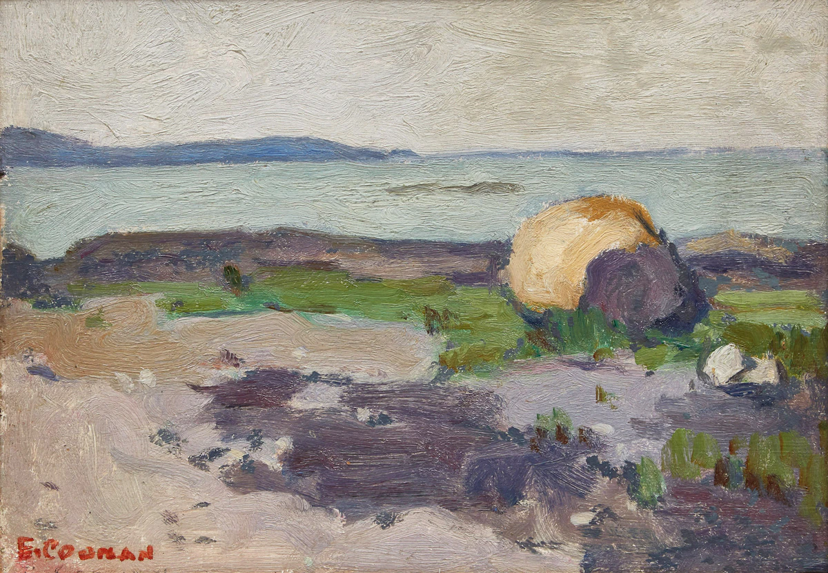Emily Coonan, On the St. Lawrence, Near Cacouna, oil on board