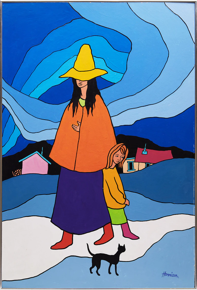 Ted Harrison, Girl in Yellow Hat, acrylic on board, 1981 - view 2