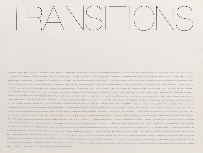 Yves Gaucher, Transitions, eight lithographs, 1967 - view 2