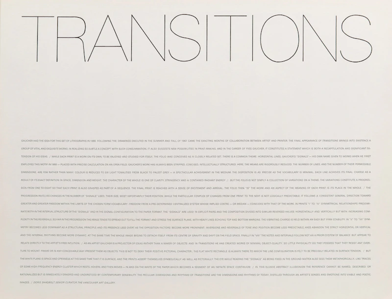 Yves Gaucher, Transitions, eight lithographs, 1967 - view 3