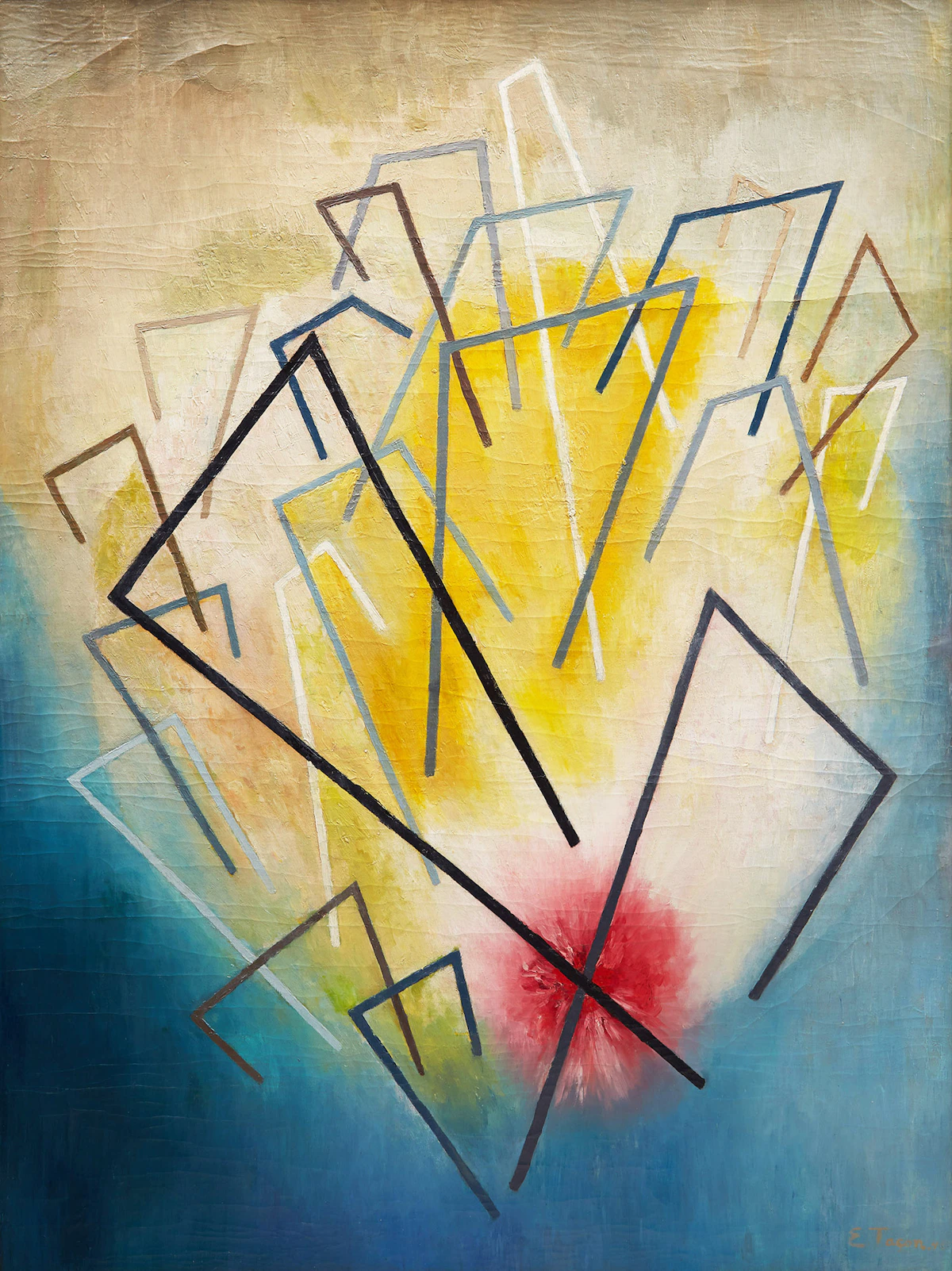 Edna Jeannette Tacon, Untitled Abstraction, oil on canvas, 1945